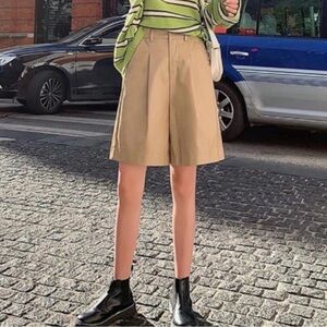 Tan Leather Women’s Bermuda Shorts